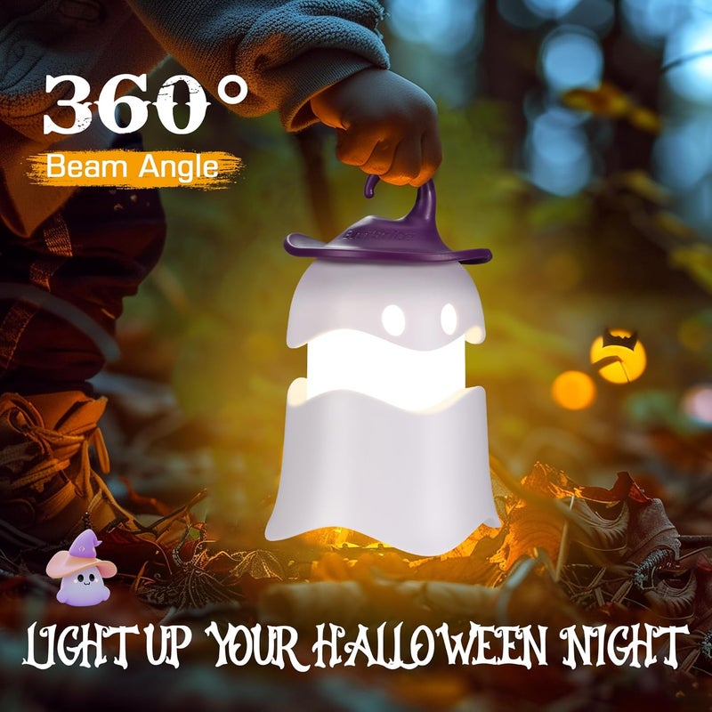 Ever Brite 3-Pack Halloween Hanging Ghost Lights, Collapsible Ghost Camping Lantern, Two Color Changing, Indoor/Outdoor Halloween Spooky Party Decorations, Battery Included - Image 4